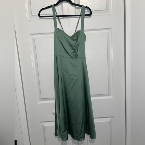 Fit & Flare Satin Midi Dress - Picture 5 of 7